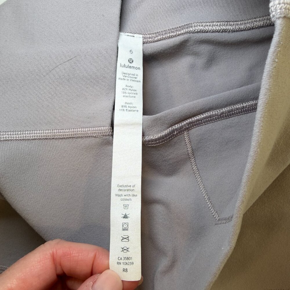 LULULEMON Wunder Under High Rise Tech Mesh Pant Gray 6 and FREE TOTE! - Picture 11 of 16